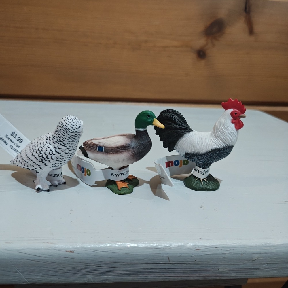 Lot of 3 Mojo Farm Birds Rooster Mallard Duck Snowy Owl - Picture 5 of 5